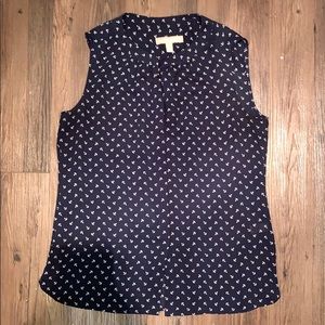 Navy blue anchor print blouse